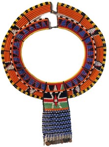 Maasai Wedding Collar Style Beaded Necklace Metal Tassels