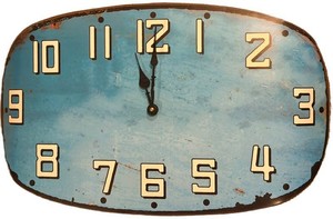 Vintage Style Wall Clock Distressed Turquoise Face