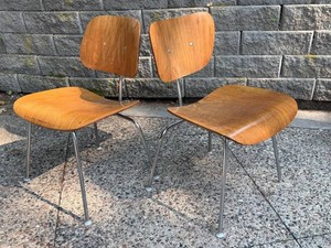 Pair of Vintage Eames Herman Miller Molded Plywood Dining Chairs