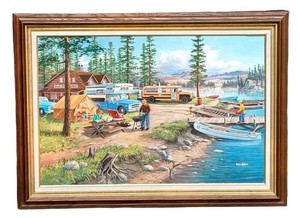 Original Ken Zylla Weekend Retreat Signed Landscape Painting - Framed