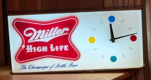 Vintage 1957 Miller High Life Lighted Wall Clock Sign