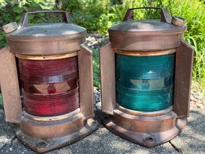 Vintage Marine Lanterns H. Peters & Bey Hamburg STEUERB SS6 700 Pair