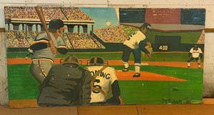 Vintage 1976 Old Comiskey Park Patio Sign Painting by M. Wyatt - 8x4