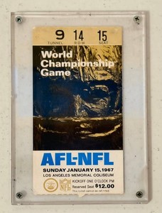 AFL NFL World Championship Game Ticket 1967 Framed Reserved Seat 9-14-15