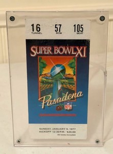 Vintage Super Bowl XI Ticket Pasadena Tunnel 16 Row 57 Seat 105