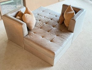 Large Unique Square Vintage Leather Sofa
