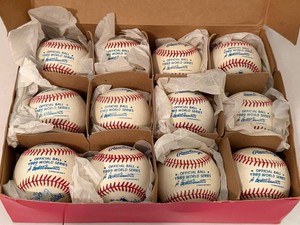 Vintage Box of (12) Official Rawlings 1989 World Series Baseballs - Commemorative Bay Bridge Series - Complete Dozen in Original Box with Individual Sleeves - Made in Haiti