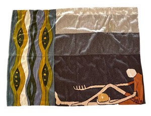 Vintage Modernist Textile Wall Hanging Signed Jag C. 1972