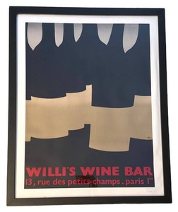 Vintage Stone Lithograph Poster - Alberto Bali Willis Wine Bar