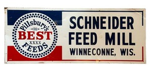 Vintage Advertising Sign Pillsburys Best Feeds Schneider Feed Mill