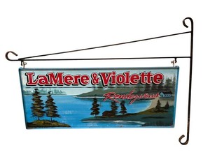 Vintage Metal and Wood Sign La Mere & Violette Rendezvous 56 X 39 in
