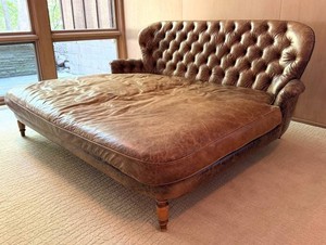 Vintage Leather Daybed Tufted Chesterfield Style Sofa