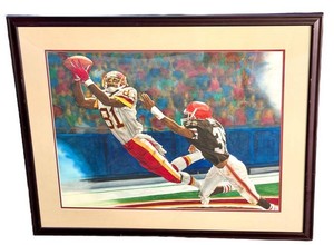 Priest Holmes Kansas City Chiefs Action Portrait Framed Lithograph by Doug Meythaler