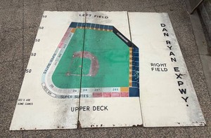 Original Old Comiskey Park Three-Piece Metal Concourse Seating Chart Sign - From the Historic 1991 Leslie Hindman Auction