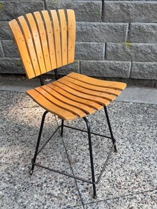 G - Vintage Mid-Century Modern Arthur Umanoff Statted Wood Swivel Dining Chair
