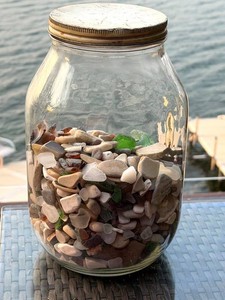 Sea Glass Filled Glass Jar & Book