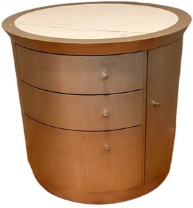 Bedside Accent Table Marble Top Curved Door Cabinet