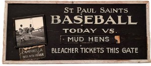 Baseball Wall Sign St. Paul Saints Campanella & Mud Hens