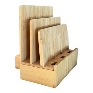 K - Bamboo Desk Organizer Charging Station With 2 Outlets