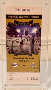 Baseball Ticket Display - San Francisco Giants Final Game 1999 Framed