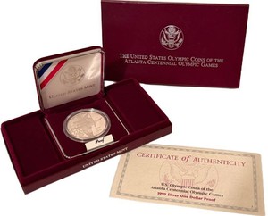 1995-P Atlanta Centennial Olympic Games Gymnastics Commemorative Silver Dollar - Proof Coin with Original Mint Presentation Case & COA