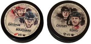 NHL Hockey Puck Mixed Lot Sidney Crosby, Pavel Datsyuk & Head to Head