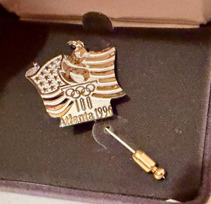 Atlanta 1996 Olympic Flag Torch Pin Balfour Sterling Silver
