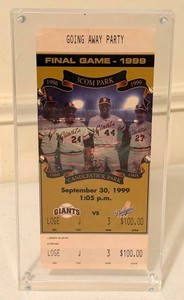 San Francisco Giants Final Game 1999 Candlestick Park Ticket Display