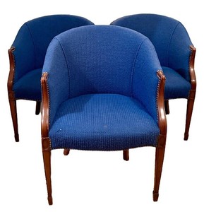 LL - Dining Chairs - Vintage Kittinger Buffalo Blue Upholstered Set of 3