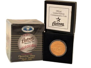 Sports Memorabilia - Astros Opening Day Commemorative Coin Limited Edition With Baseball