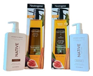 Shampoo, Conditioner & Bath Gel Set - Native & Neutrogena (Lot of 4)