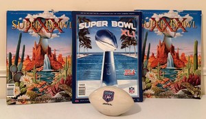 Super Bowl Game Programs & Commemorative Ceramic Football Mixed Lot