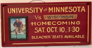 Vintage University of Minnesota Handpainted Homecoming Sign