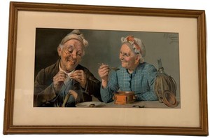 Antique Chromolithograph Reproduction a Friend in Need Pompeo Massani Framed