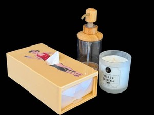 Bathroom Vanity Set Soap Dispenser Tissue Box Cover & DW Home Candle