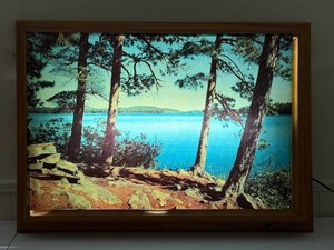 Lighted Wall Picture - Vintage Helmscene Lake Scene 29 X 21