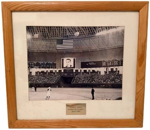 Vintage Framed Baseball Stadium Photo President Johnson April 9, 1965