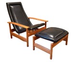 Vintage Mid-Century Scandinavian Teak Lounge Chair & Matching Ottoman