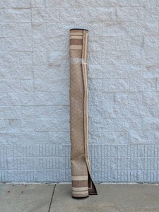 RAVENNA INDOOROUTDOOR FLATWEAVE BORDER RUG BROWNCREAM
