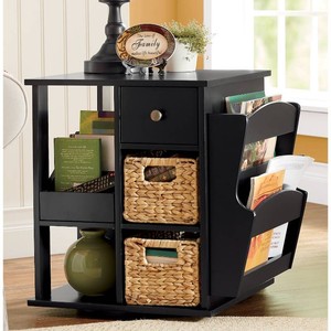 $170 Admiral Rotating End Table with Storage - Black
