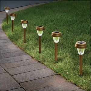 6-Piece Solar Stake Light Set - Bronze
