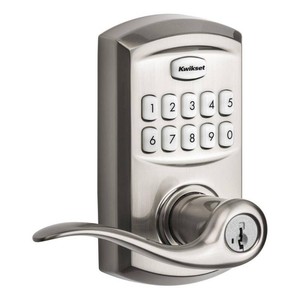 $128 Kwikset  917 SmartCode  Electronic Residential Lever with SmartKey Security  in Satin Nickel