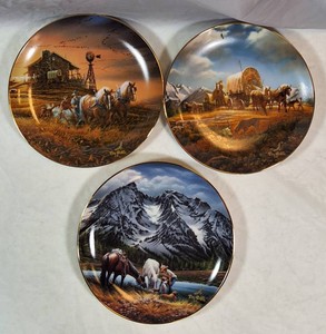 Lot of 3 Terry Redlin America the Beautiful Collector Plates with COAs  Bradford Exchange (1999)