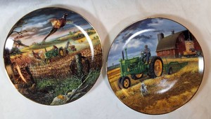 Danbury Mint Charles Freitag Life on the Farm John Deere Collector Plates (2) with COAs