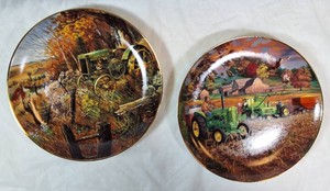 Danbury Mint Charles Freitag Life on the Farm John Deere Collector Plates (2) with COAs