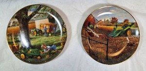 Danbury Mint Charles Freitag Life on the Farm John Deere Collector Plates (2) with COAs