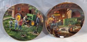 Danbury Mint Charles Freitag Life on the Farm John Deere Collector Plates (2) with COAs