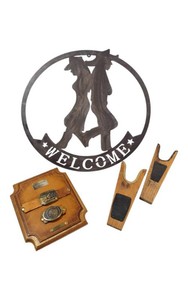 Montana Western Dcor Lot  Buckle Display, Cowboy Welcome Sign & Boot Jacks