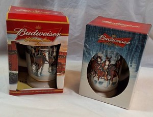 LOT OF 2 Budweiser Clydesdales Holiday Steins 2006 & 2007  Ceramarte  Original Boxes