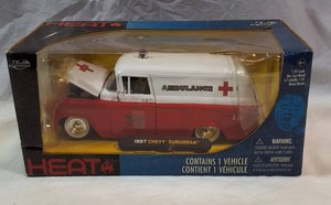 Jada Toys HEAT 1957 Chevy Suburban Ambulance 124 Die-Cast Model  Boxed